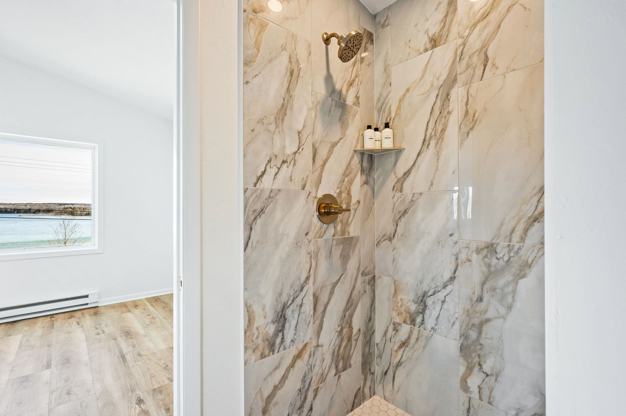 Marble Shower at the Deckhouse